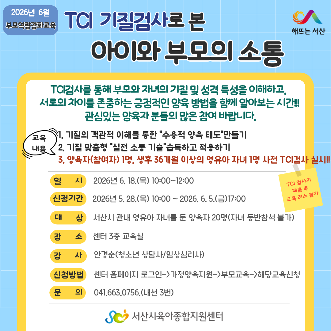 TCI 기질검사로 본 아이와 부모의 소통
